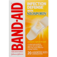 Band Aid Bandages, Infection Defense, Assorted Sizes, 20 Each