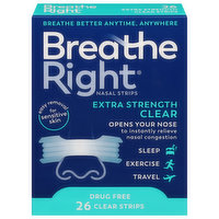 Breathe Right Nasal Strips, Extra Strength, Clear, 26 Each