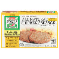 Jones Dairy Farm Sausage Patties, Chicken, All Natural, Golden Brown, 4 Each