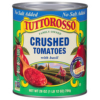 Tuttorosso Tomatoes, with Basil, No Salt Added, Crushed, 28 Ounce