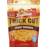 Borden Cheese, Shredded, Sharp Cheddar, Thick Cut, 8 Ounce