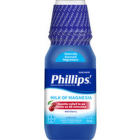 Phillips' Saline Laxative, Milk of Magnesia, Wild Cherry, 12 Ounce