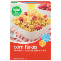 Food Club Cereal, Corn Flakes, Toasted, 12 Ounce