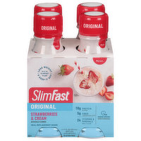 SlimFast Meal Replacement Shake, Strawberries & Cream, 4 Each