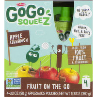 GoGo Squeez Apple Sauce, Cinnamon, 4 Pack, 4 Each