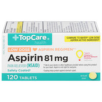 TopCare Aspirin, Low Dose, 81 mg, Tablets, 120 Each