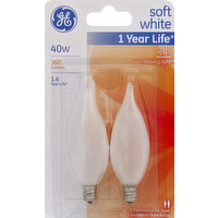 GE Light Bulbs, Decorative CA Type, Soft White, 40 Watts, 2 Each
