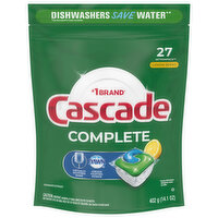 Cascade Dishwasher Detergent, Lemon Scent, ActionPacs, 27 Each