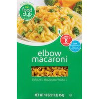 Food Club Elbow Macaroni, 16 Ounce