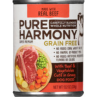 Pure Harmony Dog Food, Super Premium, With Beef & Vegetables Cuts in Gravy, Grain Free, 13.2 Ounce