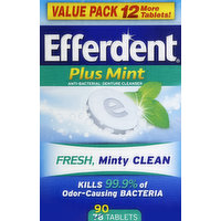 Efferdent Denture Cleanser, Anti-Bacterial, Plus Mint, Tablets, Value Pack, 90 Each