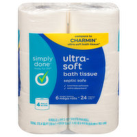 Simply Done Bath Tissue, Ultra-Soft, Mega Rolls, 2-Ply, 6 Each