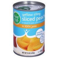 Food Club Peaches, Sliced, Yellow Cling, 15 Ounce