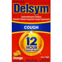 Delsym Cough Relief, 12 Hour, Liquid, Orange Flavored, 89 Millilitre