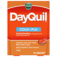 Vicks Cold & Flu, Non-Drowsy, Liquicaps, 24 Each
