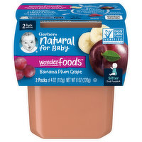 Gerber Banana Plum Grape, Wonderfoods, Sitter 2nd Foods, 2 Pack, 2 Each