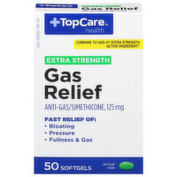 TopCare Gas Relief, Extra Strength, 125 mg, Softgels, 50 Each