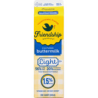 Friendship Dairies Buttermilk, Traditional Flavor, Cultured, Light, 1 Quart