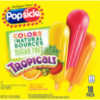 Popsicle Ice Pops, Sugar Free, Tropicals, 18 Pack, 18 Each