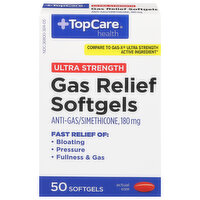 TopCare Gas Relief, Ultra Strength, 180 mg, Softgels, 50 Each