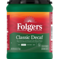 Folgers Coffee, Ground, Medium, Classic Decaf, Decaffeinated, 9.6 Ounce