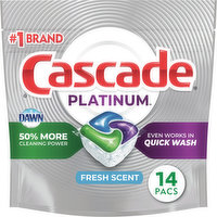 Cascade Dishwasher Detergent, Fresh Scent, ActionPacs, 14 Each