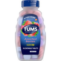 Tums Antacid, Extra Strength, 750 mg, Chewable Tablets, Assorted Berries, 96 Each