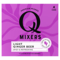 Q Mixers Ginger Beer, Light, Spicy & Refreshing, 4 Each