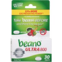 Beano Food Enzyme Dietary Supplement, Ultra 800, Tablets, 30 Each
