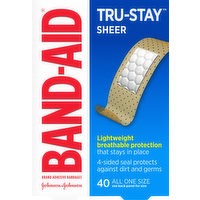 Band Aid Bandages, Adhesive, Sheer, All One Size, 40 Each