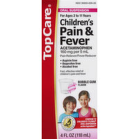 TopCare Pain & Fever, Children's, Oral Suspension, Bubble Gum Flavor, 4 Ounce