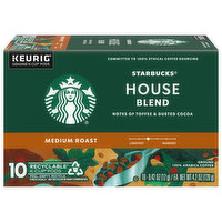 Starbucks Coffee, 100% Arabica, Ground, Medium Roast, House Blend, K-Cup Pods, 10 Each