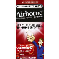 Airborne Immune Support Supplement, Original, Chewable Tablets, Berry, 32 Each