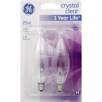 GE Light Bulbs, Crystal Clear, 25 Watts, 2 Each