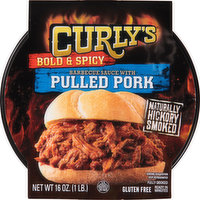 Curly's Barbecue Sauce with Pulled Pork, Bold & Spicy, 16 Ounce