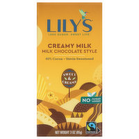 Lily's Milk Chocolate Style Bar, Creamy Milk, 3 Ounce