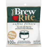 Brew Rite Coffee Filters, Disc-Style, 100 Each