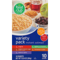 Food Club Instant Oatmeal, Variety Pack, 10 Each