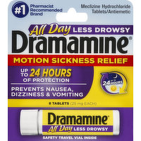 Dramamine Motion Sickness Relief, 25 mg, Tablets, 8 Each