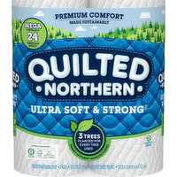 Quilted Northern Bathroom Tissue, Unscented, Ultra Soft & Strong, 2-Ply, 6 Each