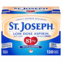 St. Joseph Aspirin, Low Dose, 81 mg, Coated Tablets, 120 Each