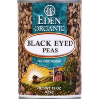 Eden Black Eyed Peas, No Salt Added, 15 Ounce