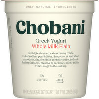 Chobani Yogurt, Greek, Whole Milk, Plain, 32 Ounce