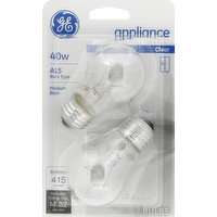 GE Light Bulbs, Appliance, Clear, 40 Watts, 2 Each