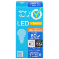 Simply Done Light Bulb, LED, Soft White, 8 Watts, 1 Each