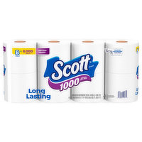 Scott Bathroom Tissue, Unscented, One-Ply, 8 Each