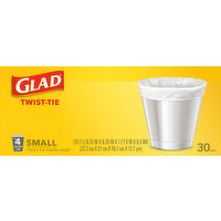 Glad Trash Bags, Twist-Tie, Small, 4 Gallon, 30 Each