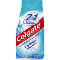 Colgate Toothpaste, Anticavity Fluoride, 2 in 1 Toothpaste & Mouthwash, Icy Blast Whitening, Liquid Gel, 4.6 Ounce