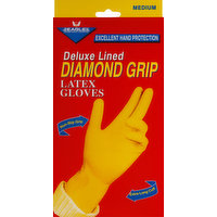 Eagle Latex Gloves, Deluxe Lined, Diamond Grip, Medium, 1 Each