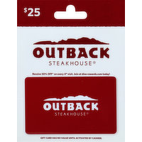 Outback Gift Card, $25, 1 Each